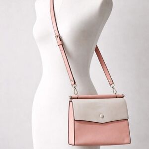 OKPTA Two-Tone Pink and Cream Structured Crossbody Bag